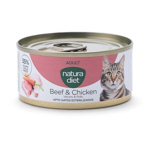 Natura Diet Cat Adult Beef & Chicken (Boîtes) - 24 x 85 gr