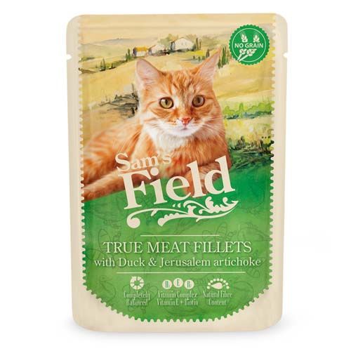Sam's Field Cat Duck Fillets & Jerusalem Artichoke (Sachets) - 24 x 85 gr