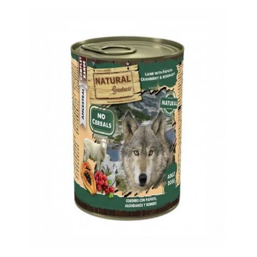 Natural Greatness Dog Agneau avec papaye, canneberge et romarin (boîtes) 400g x 6