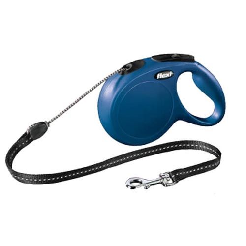 Laisse extensible Flexi Classic avec cordon bleu